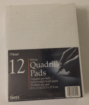 Mead 58024 Quadrille Pads 5 sq/in 8 1/2 x 11 White 50 Sheets/Pad 12 Pack... - $49.23