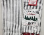 2 Same Embroidered Thin Towels w/Patch (14&quot;x24&quot;) FARM FRESH CHRISTMAS TR... - £9.51 GBP