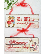 Valentines Day Hanging Wood Signs Be Mine Decor 2 Pc Vintage Style 2 Pc ... - $18.99