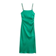 Zevity 2022 Women  Chain Strap Solid Split Slim Dress Female Chic Inner Style Si - £72.92 GBP