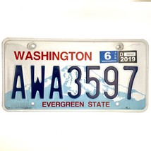 2019 United States Washington Evergreen State Passenger License Plate AWA3597 - £13.23 GBP