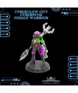 3D Printed Cyberglow City Cyberpunk Female Warrior Miniature  - 28mm 32mm - $13.89 CAD