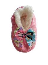 NWT Disney Princess S/M 8-13 Pink  Fuzzy Babba Slipper Socks Big Bow Jasmin Star - £9.07 GBP