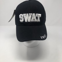 SWAT Hat Baseball Cap adjustable Embroidered White On Black Hat - £5.32 GBP