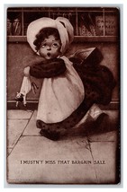Comic Cute Girl Running to a Bargain Sale Doll in Tow Sheahan&#39;s DB Postcard H18 - £3.47 GBP