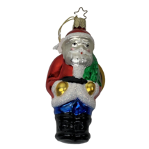 Vintage Santa Christmas Tree Ornament Inge&#39;s German 4 In Blown Glass - £13.80 GBP