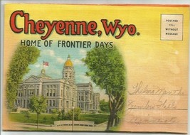 Cheyenne, Wyoming 1930&#39;s Color Photo Postcard W FOLD-OUT INSERT-18 Pictures - £14.57 GBP