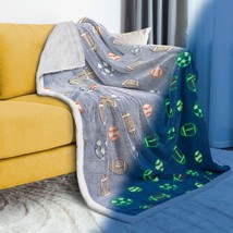 Glow in the Dark Blue Football Kids Blanket, 50&quot; x 60&quot; Double-Sided Warm Fleece - $24.35