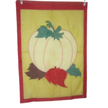 Vintage Garden Flag Banner Fall Festival Autumn White Pumpkin indoor out... - £19.49 GBP