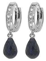 Galaxy Gold GG 14k White Gold Diamond Earrings with Sapphires - £345.65 GBP