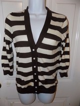 J.CREW Striped Featherweight Cotton Button Cardigan Sweater Size S Women... - £22.33 GBP