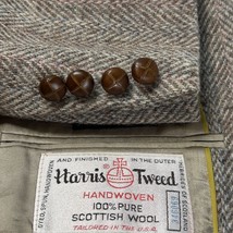 Harris Tweed Blazer Mens 42R VTG Canterbury Brown Herringbone Striped Union USA - £45.32 GBP
