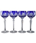 4 Bohemian Ajka Caroline Cobalt Blue Water Goblets - £298.58 GBP