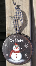 206-79107NB Believe Snowman Metal Bottle Cap Ornament  - £2.31 GBP