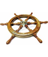 24&quot; Brass Finishing Wooden Steering Ship Wheel Pirate Vintage Wall Boat ... - £79.48 GBP