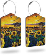 2 Pack Luggage Tags for Suitcases,Sunflower Field Luggage Tag,Leather St... - £12.58 GBP