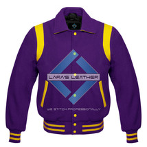 Purple Varsity Full Wool Letterman College Jacket &amp; Real Leather Shoulde... - $79.99