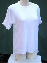Eileen Fisher Knit Textured Short Sleeve White Top Womens Size 2XS XXS - £15.14 GBP