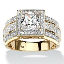 PalmBeach Jewelry 2.92 TCW Cubic Zirconia 18k Gold-plated Sterling Silver Ring - £97.37 GBP