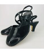 Rose Petals by Walking Cradles 7.5 M Black Faux Snake Sling Back Sandal ... - $618.93 MXN