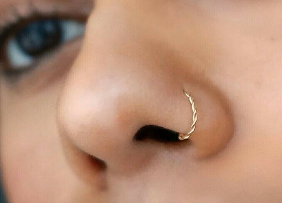 925 Sterling Silver C Shaped Nose Ring Hoop Septum Ring Body Piercing Je... - $36.99
