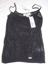 NWT Lacoste + Malandrino Black Crocheted Tank Top  Shirt Misses Size XSmall - £23.21 GBP