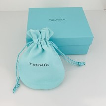 Tiffany &amp; Co Large Blue Jewelry Drawstring Pouch and Empty Blue Gift Box Cuff - £44.77 GBP