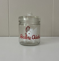 Vintage Baby Aids Baby All Glass Jar Baby Bathroom Jar Cotton Swab Jar Bird - $12.00