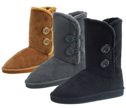 New Women's Winter Boots Faux Suede Fashion Button Mid Calf Warm Fur Sho... - $11.94
