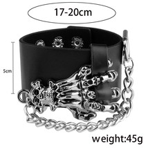 Chanfar Hot selling Fashion Punk Rivet Wide Leather Bracelets For Men Women Cuff - £9.53 GBP