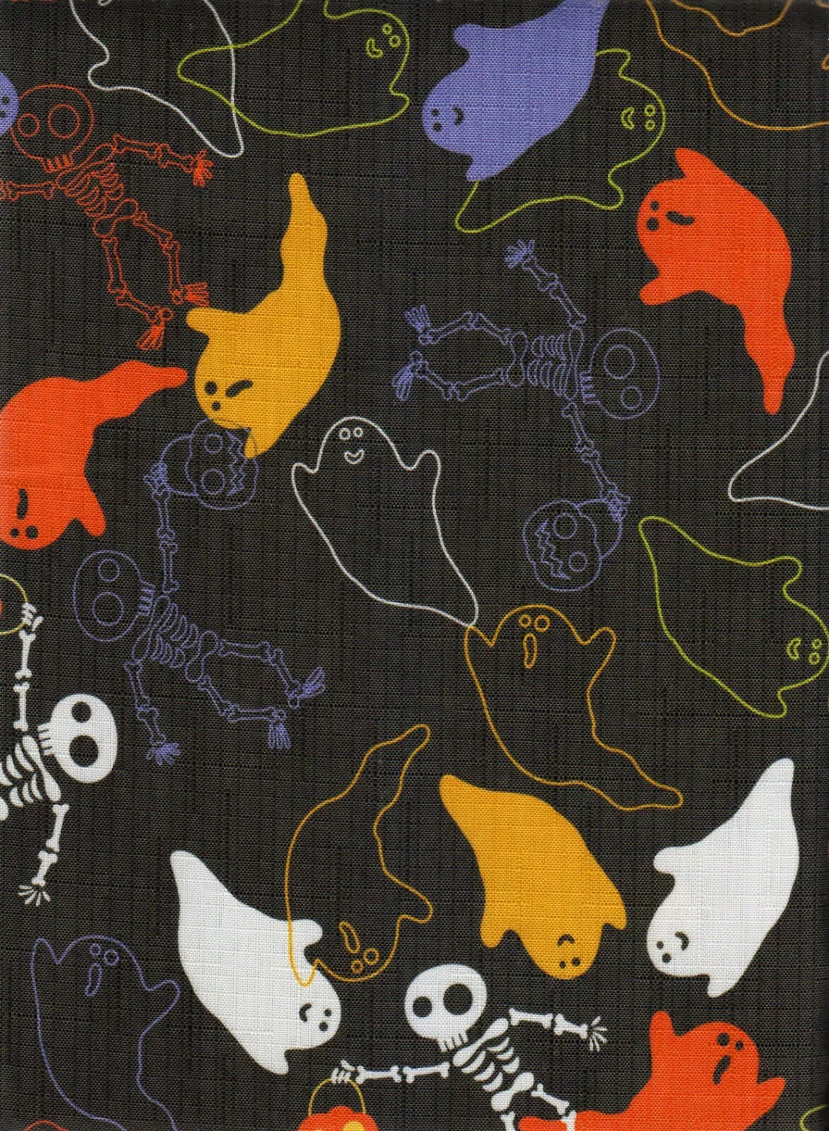 52 x 70 Halloween Rectangle Tablecloth Ghost Skeleton Fabric Print - $52.99