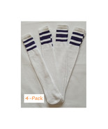  Striped Tube Socks   Baseball Softball Sports White &amp; Navy Blue Unisex - £15.47 GBP