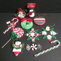 Santa Christmas Tree Candy Cane Snowman Wreath Holiday Ornament Lot (11 Pieces) - £19.71 GBP