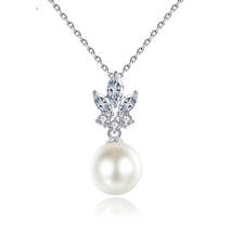 Pearl &amp; Crystal Silver-Plated Pendant Necklace - £11.20 GBP