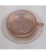 Vintage Blush Pink Depression Glass Bowl and Saucer Ribbed Design - £9.06 GBP