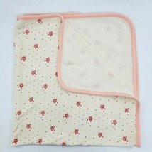 First Impressions Baby Blanket Girl Floral Polka Dot Peach Cream Cotton B74 - £11.77 GBP