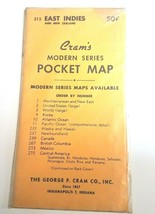 Vintage 1950&#39;s Cram&#39;s Modern Series Pocket Map East Indies New Zealand No 315 - £12.05 GBP