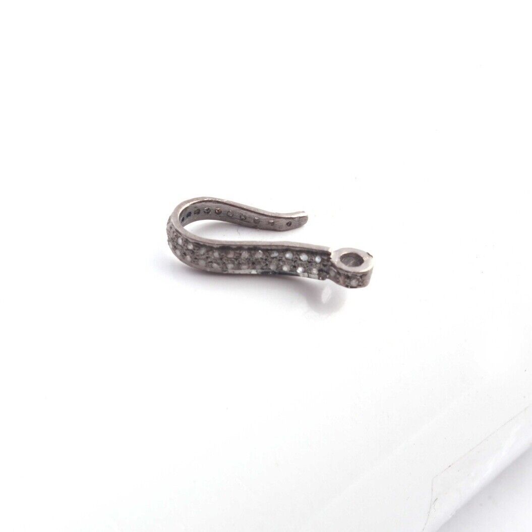Diamond jewellery pave diamond hook 925 sterling silver clasp jewelery f... - $43.62