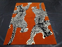 Orange Leopard Hand Tufted Rug, Modern Rug,Kids Rug,Custom Rug,Multi Color Rug. - £104.47 GBP