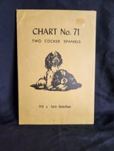 Vtg rare Babs Fuhrmann petit point Chart No. 71 Two Cocker Spaniels 113x160 - $24.24