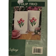 Terry Cloth Guest Towel Embroidery Kit Tulip Trio Craftways Cross Stitch... - $15.99