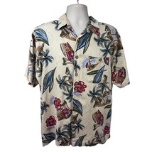 Mens Vintage Floral Hawaiian Button Up Shirt Large Pocket Classic Woody Cars - $39.59