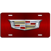 Cadillac auto vehicle art aluminum license plate, red swirl car truck SUV ,tag  - £13.03 GBP