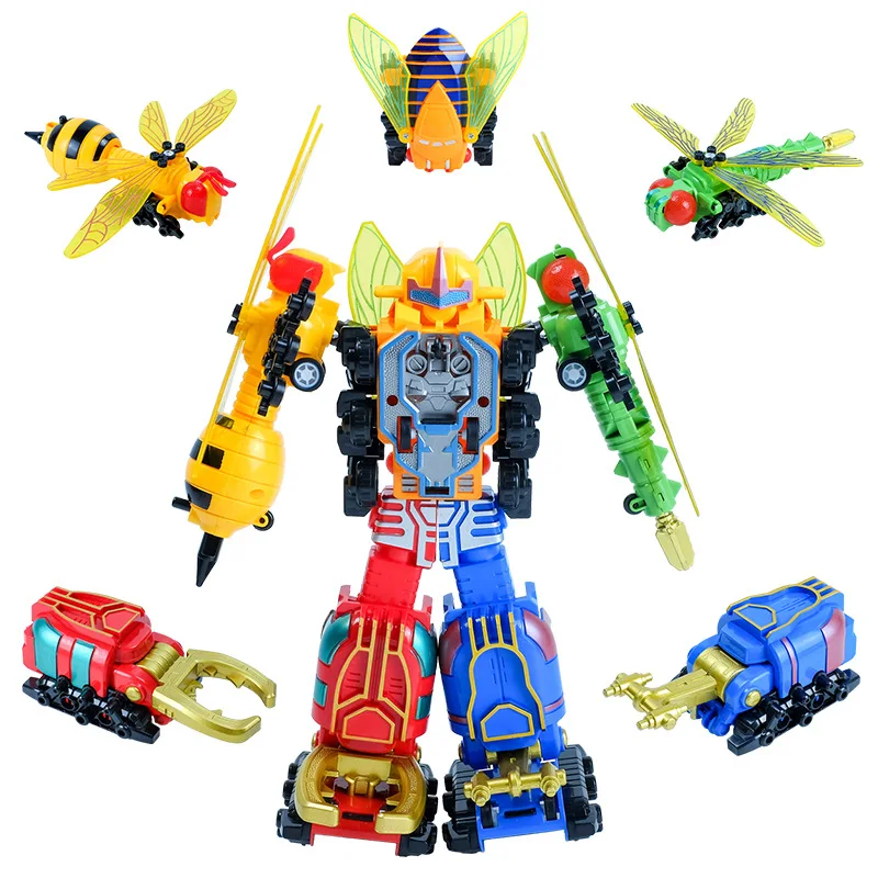 Transforming Robot Cartoon Animal Insect Warriors 5 In 1 Manual Assembly DIY - $14.68