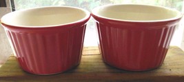 Set of 4 Chef Style Ramekins 4 oz Casseroles Red with White Interior 3.5... - £18.17 GBP