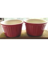 Set of 4 Chef Style Ramekins 4 oz Casseroles Red with White Interior 3.5... - $22.77