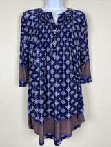 Reborn Womens Size S Blue Southwestern Pattern Dress 3/4 Sleeve Button N... - £5.62 GBP