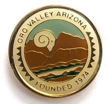Oro Valley Arizona Pin Bighorn Sheep Desert Mountain Scene Founded 1974 ... - $12.99