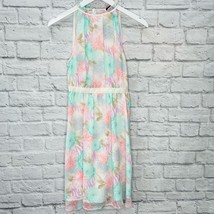 Victorias Secret Mini Pastel Floral Dress 0 Cutout Back A-Line Sheer Ove... - £23.31 GBP
