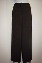 NEW ELIZABETH &amp; JAMES Brown Gold Pinstripe Wool Blend Wide Leg Dress Pan... - $52.99